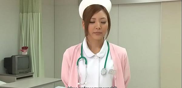  Stunning Japanese nurse gets creampied after being roughly pussy pounded